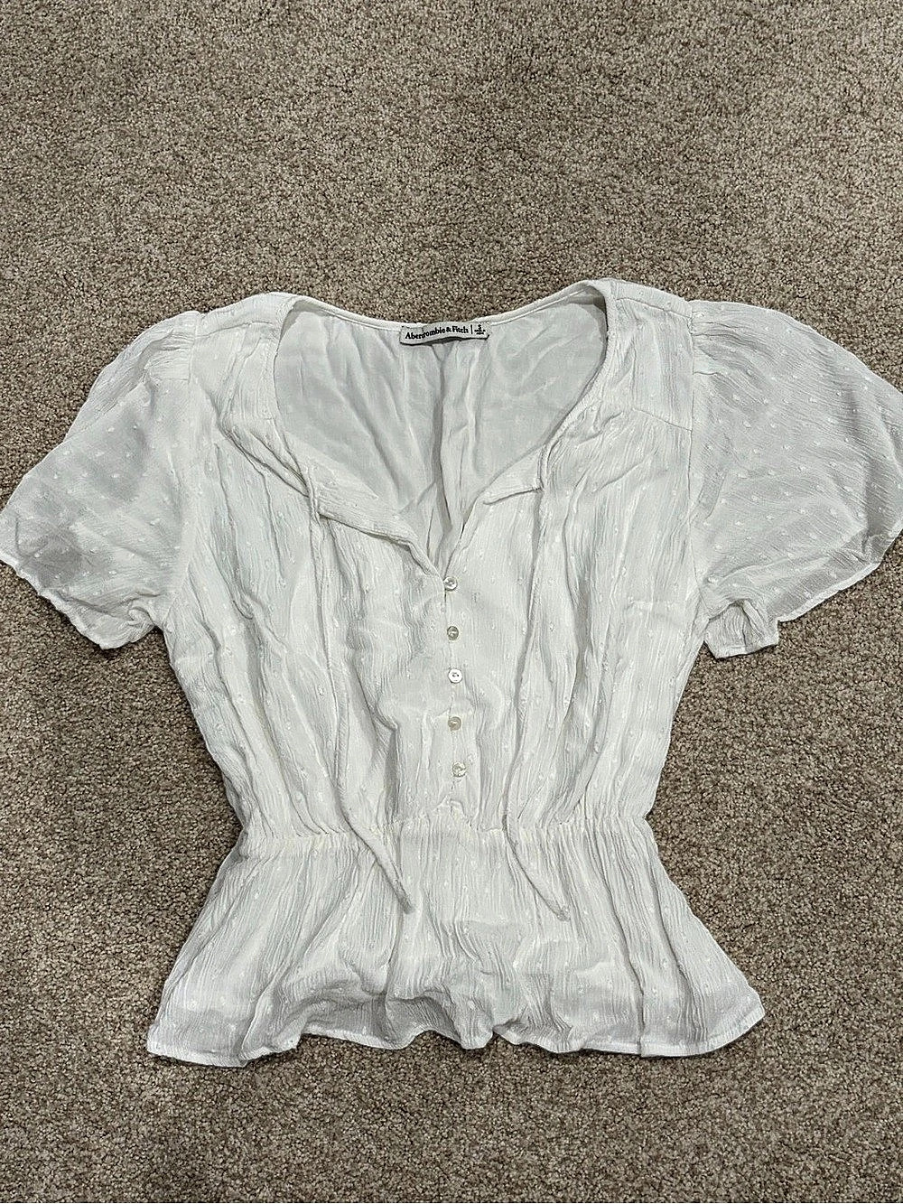 Abercrombie & Fitch White Short Sleeve Blouse Size Small
